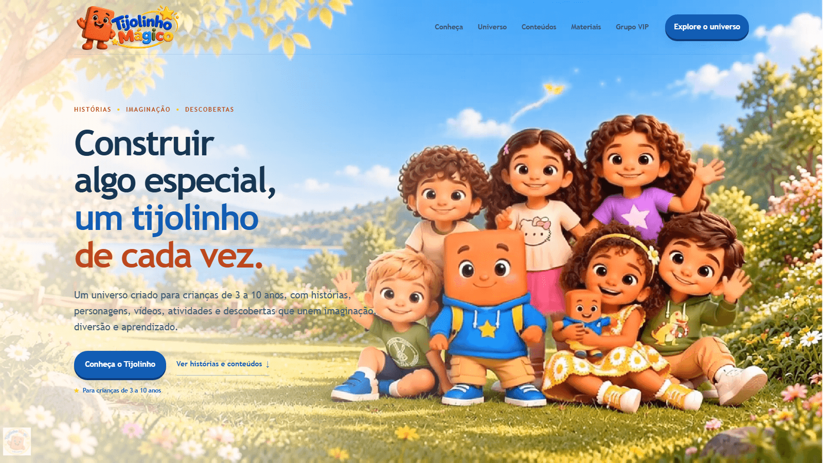 Tijolinho Mágico website homepage